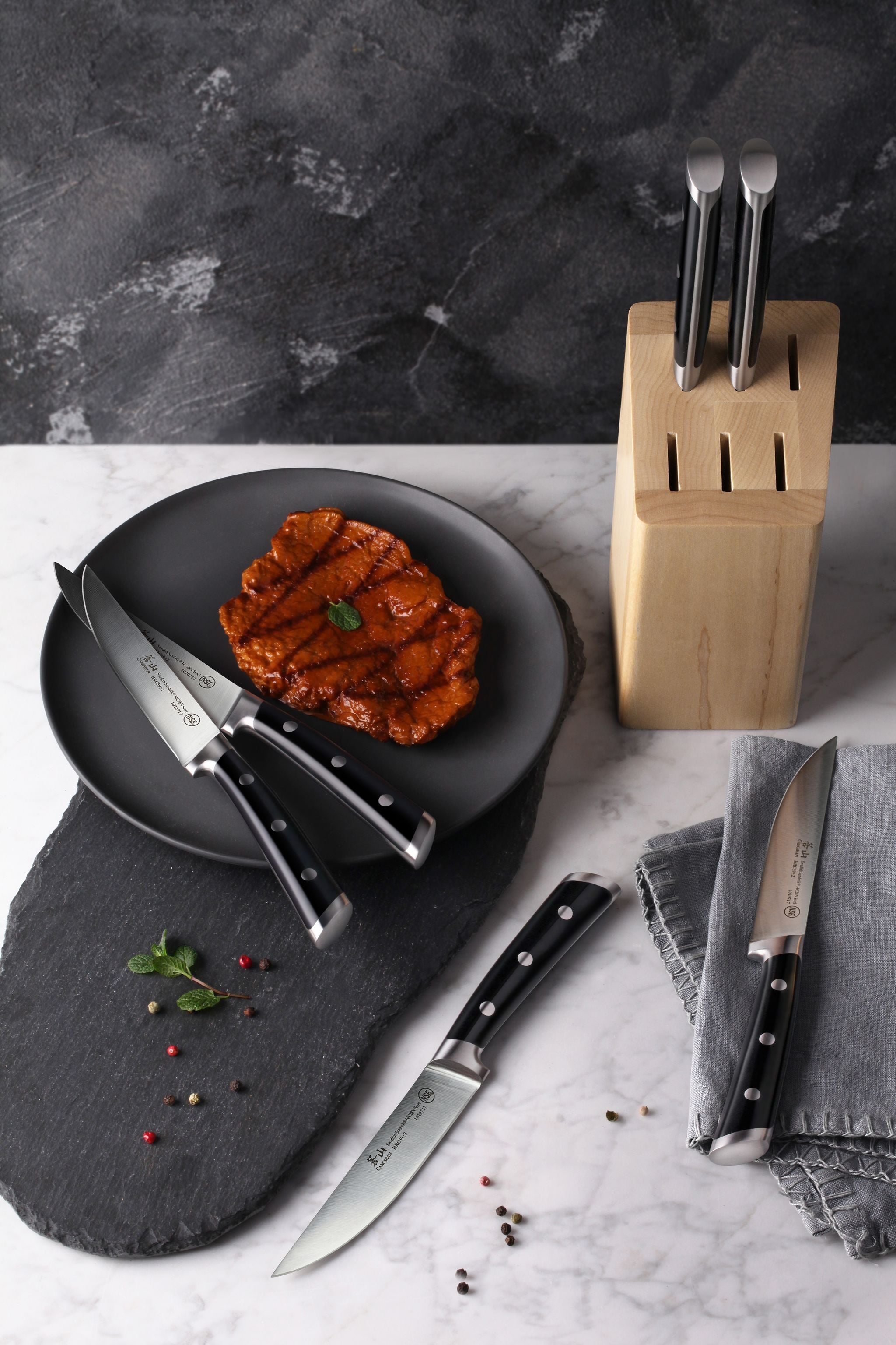 TS Series 6-Piece Knife Block Set, Forged Swedish 14C28N Steel