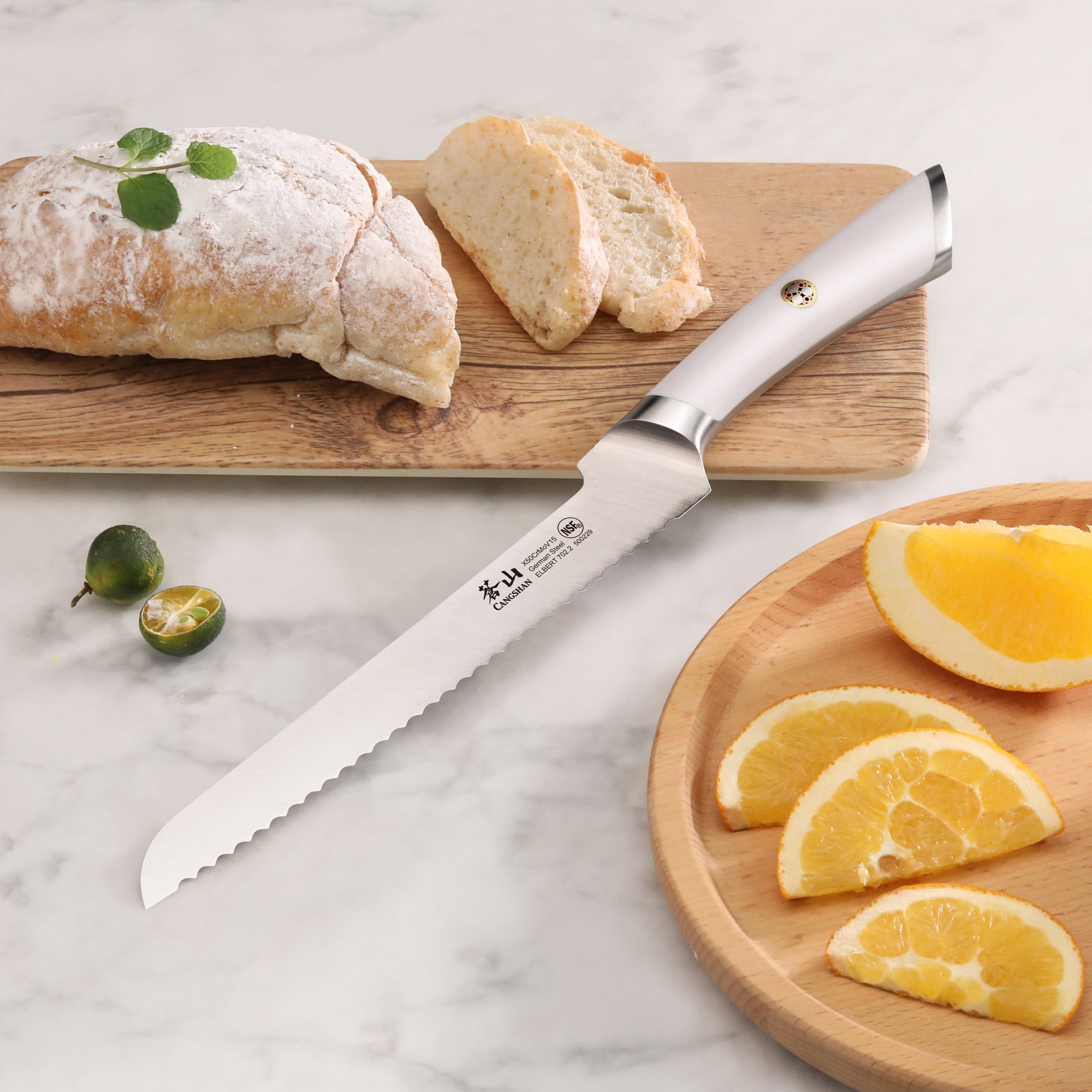 ELBERT Series 8-Inch Offset Bread Knife, Forged German Steel