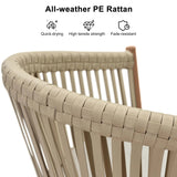 PURPLE LEAF Counter Stools Bar Stools Rattan Bar Stools Wicker Bar Chairs Woven Aluminum Barstools with Back and Cushions