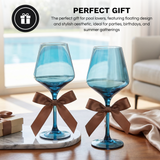 Floating Wine Glasses for Pool - Set of 2-18 OZ (Muted Blue)