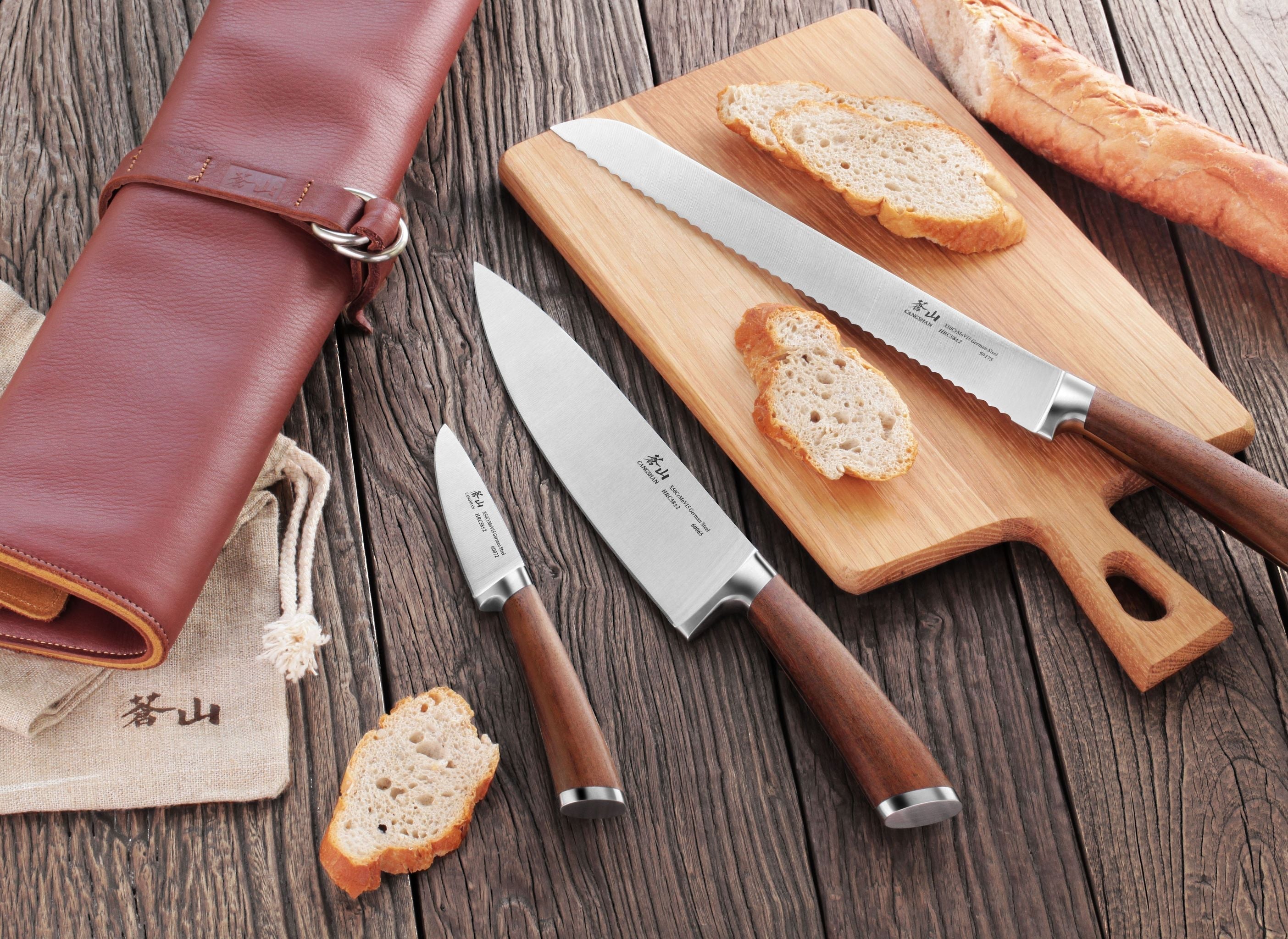 H1 Series 4 Piece Leather Roll Knife Set, Silver, 59939