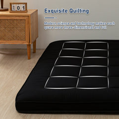 MAXYOYO Japanese Floor Mattress for Adults, 4" Thick Roll Up Floor Bed Futon Mattress Shikibuton, Black