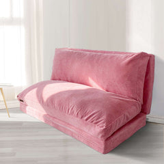 MAXYOYO Bean Bag Folding Sofa Bed with Corduroy Washable Cover, Extra Thick and Long Floor Sofa for Adults, Pink