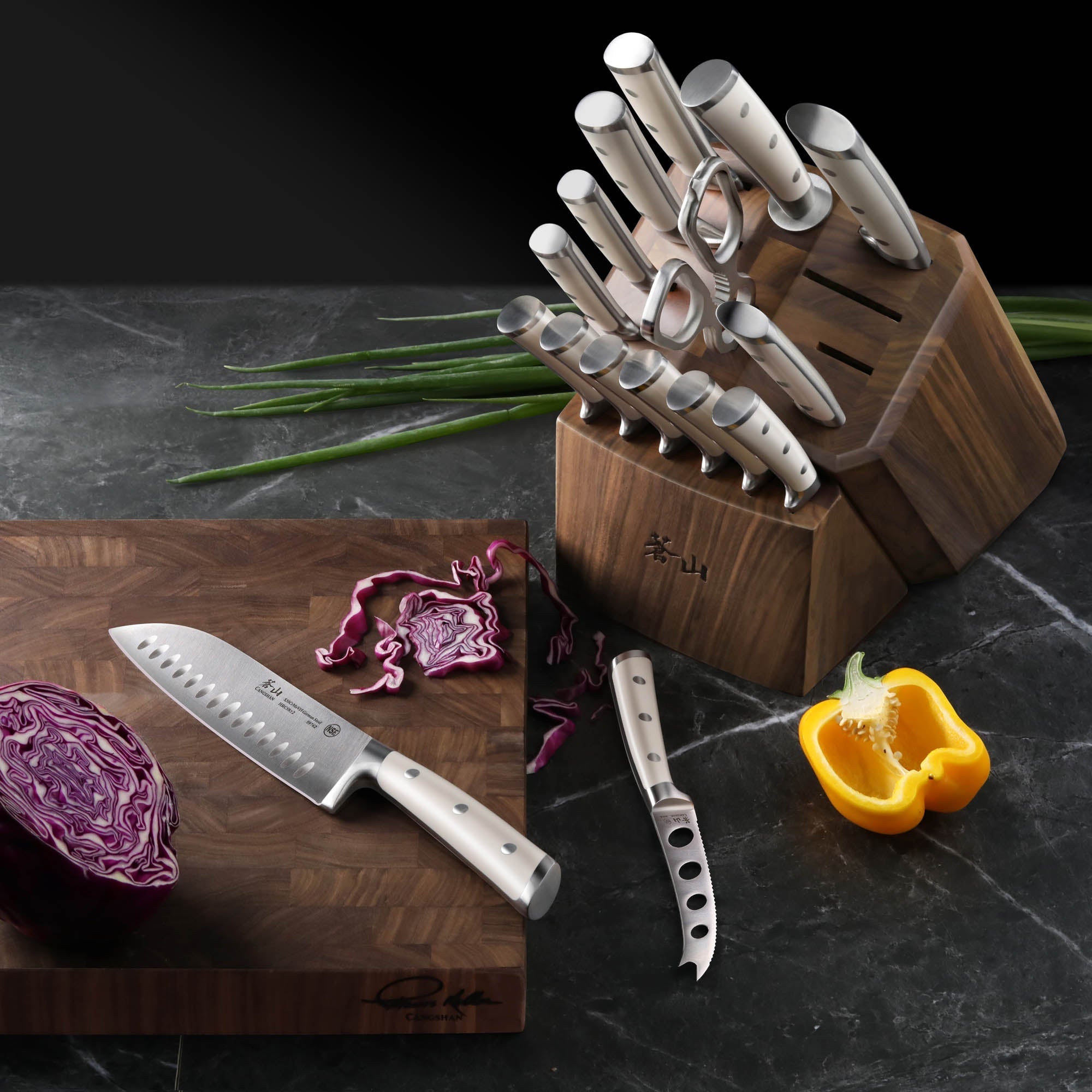 S1 Series 17-Piece Knife Block Set, Forged German Steel, Walnut Block, 1024777