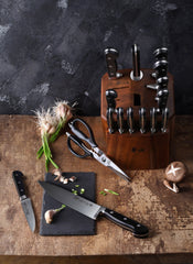 TV2 Series 17-Piece Knife Block Set, Forged Swedish 14C28N Steel, Acacia Block, 1023053