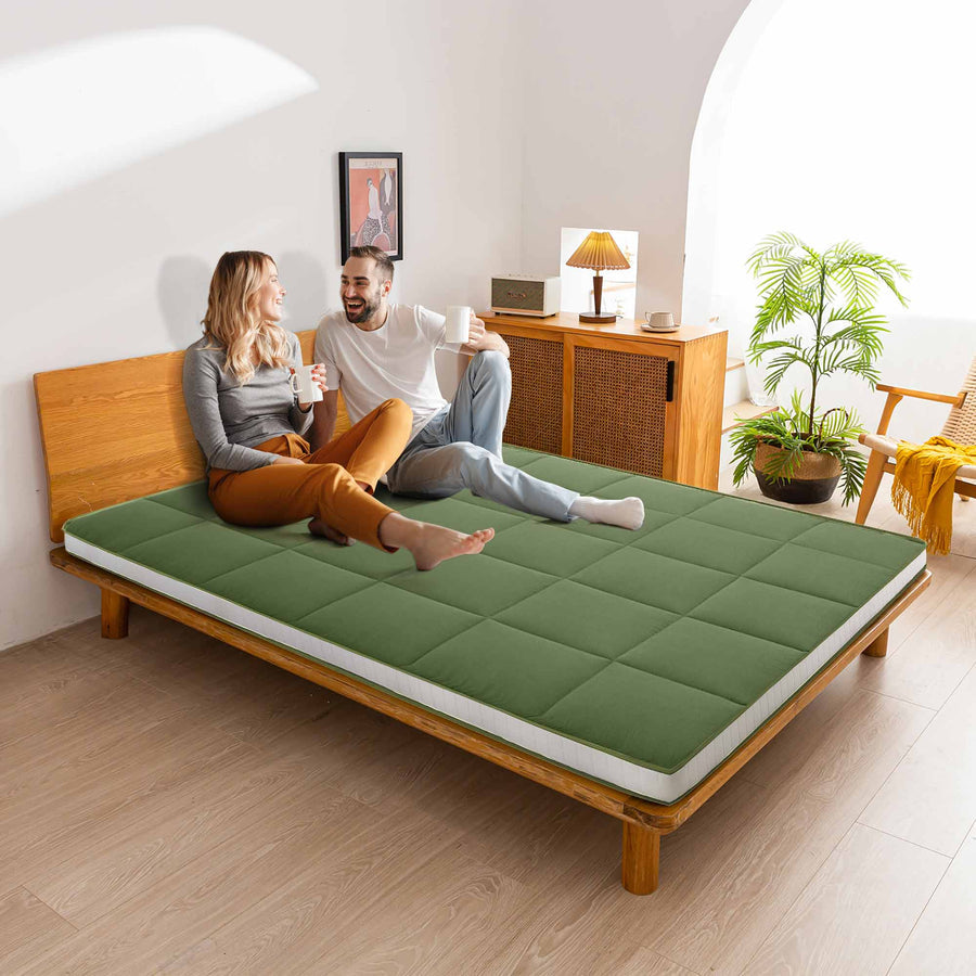 MAXYOYO Padded Japanese Floor Mattress, Green Foldable Roll Up Futon Mattress