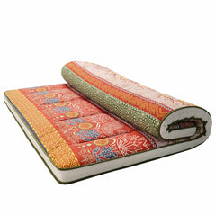 MAXYOYO Bohemian Retro Japanese Floor Mattress, Lotus Printed Roll Up Futon Mattress