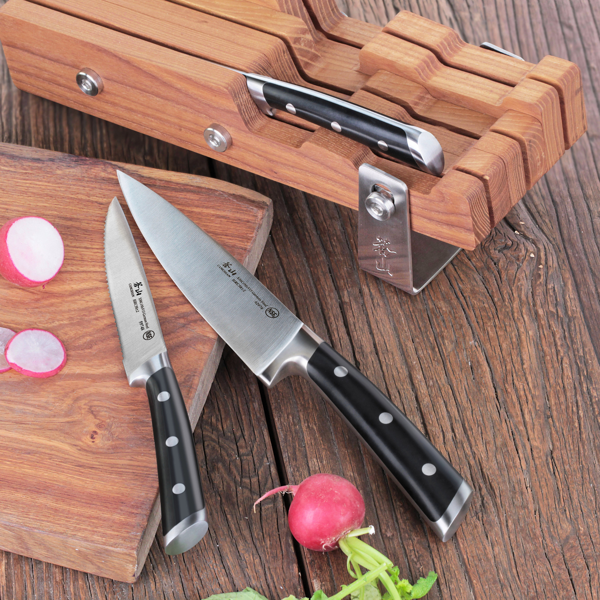 S Series 4-Piece Starter Knife Block Set, Forged German Steel, Ash Wood Block, 61864