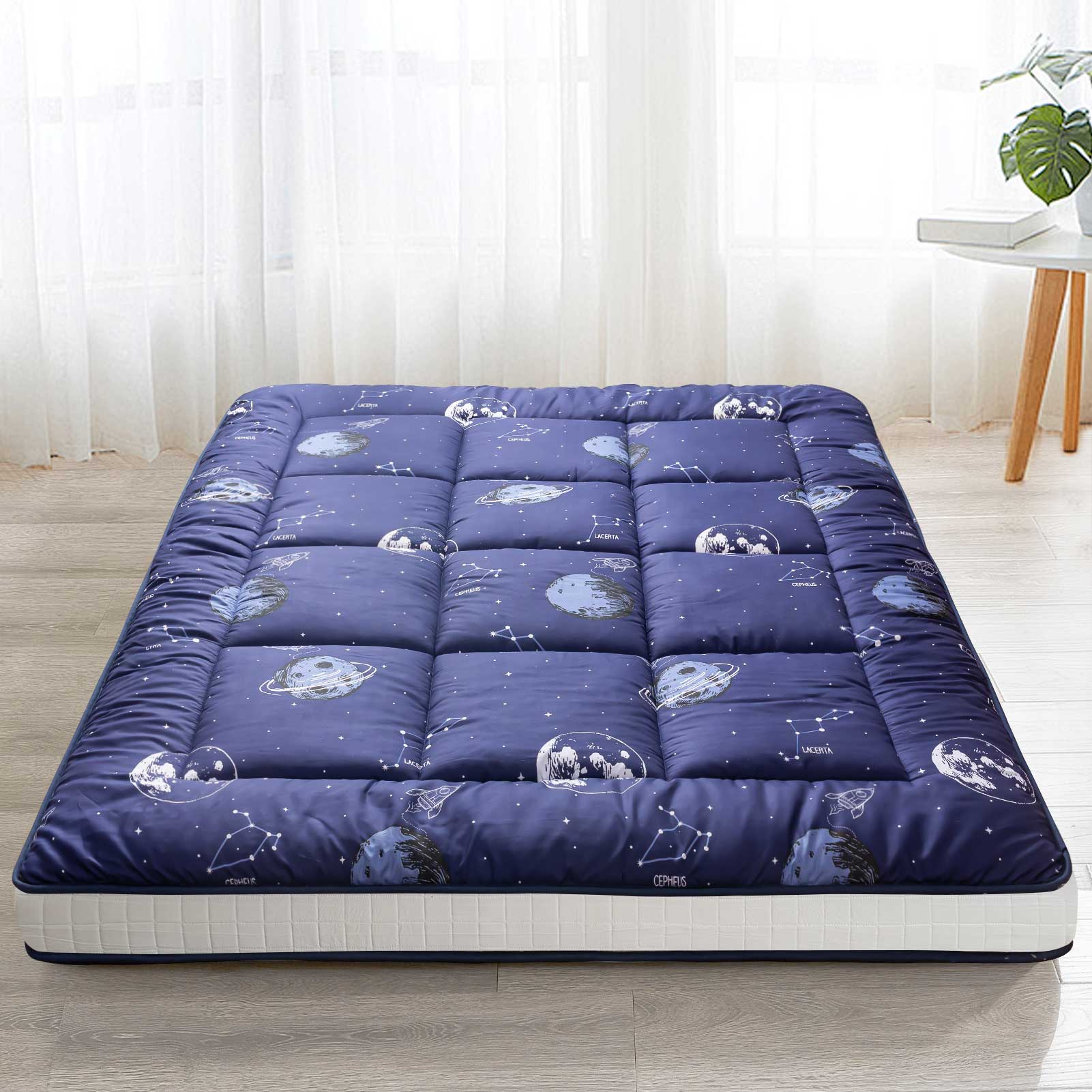 MAXYOYO Padded Japanese Floor Mattress,  Navy Space Adventure