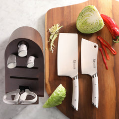 HELENA Series Cleaver Knife Block Set, Forged German Steel, HUA Acacia Block