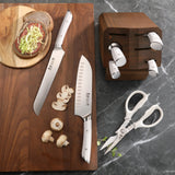 HELENA Series 8-Piece Knife Block Set, Forged German Steel, Acacia Block