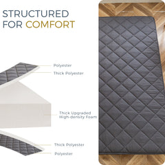 MAXYOYO 6" Extra Thick Floor Futon Mattress, Diamond Quilting, Dark Grey