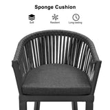 PURPLE LEAF Counter Stools Bar Stools Rattan Bar Stools Wicker Bar Chairs Woven Aluminum Barstools with Back and Cushions