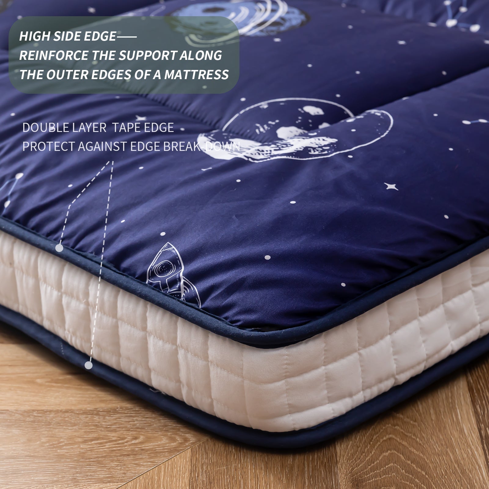 MAXYOYO Padded Japanese Floor Mattress,  Navy Space Adventure