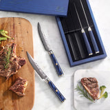KITA Series 4-Piece Fine Edge Steak Knife Set, High Carbon X-7 Damascus Steel, 501509