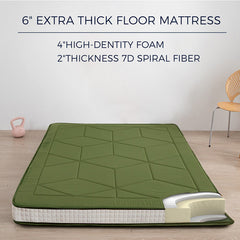 MAXYOYO Padded Japanese Floor Mattress, Green Foldable Roll Up Futon Mattress