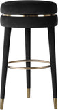 Coral Contemporary Swivel Counter Stool with Elegant Design, Soft Upholstery, and Gold Accents