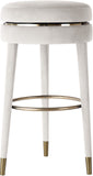 Coral Contemporary Swivel Counter Stool with Elegant Design, Soft Upholstery, and Gold Accents