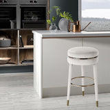 Coral Contemporary Swivel Counter Stool with Elegant Design, Soft Upholstery, and Gold Accents