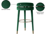 Coral Contemporary Swivel Counter Stool with Elegant Design, Soft Upholstery, and Gold Accents