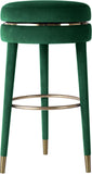 Coral Contemporary Swivel Counter Stool with Elegant Design, Soft Upholstery, and Gold Accents