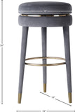 Coral Contemporary Swivel Counter Stool with Elegant Design, Soft Upholstery, and Gold Accents