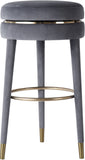 Coral Contemporary Swivel Counter Stool with Elegant Design, Soft Upholstery, and Gold Accents