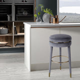 Coral Contemporary Swivel Counter Stool with Elegant Design, Soft Upholstery, and Gold Accents