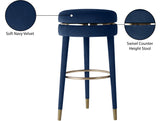 Coral Contemporary Swivel Counter Stool with Elegant Design, Soft Upholstery, and Gold Accents