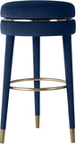 Coral Contemporary Swivel Counter Stool with Elegant Design, Soft Upholstery, and Gold Accents