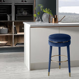 Coral Contemporary Swivel Counter Stool with Elegant Design, Soft Upholstery, and Gold Accents