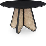 Butterfly Mid-Century Dining Table with Natural Cane Base and Solid Rubber Wood Frame for Elegance