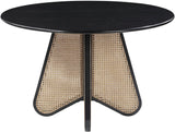 Butterfly Mid-Century Dining Table with Natural Cane Base and Solid Rubber Wood Frame for Elegance