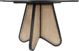 Butterfly Mid-Century Dining Table with Natural Cane Base and Solid Rubber Wood Frame for Elegance
