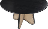 Butterfly Mid-Century Dining Table with Natural Cane Base and Solid Rubber Wood Frame for Elegance