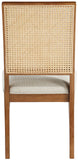 Butterfly Cream Linen Dining Chairs - Set of 2 with Mid-Century Style & Natural Cane Backrest