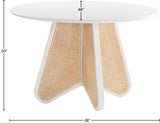 Butterfly Mid-Century Dining Table with Natural Cane Base and Solid Rubber Wood Frame for Elegance