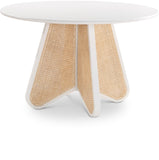 Butterfly Mid-Century Dining Table with Natural Cane Base and Solid Rubber Wood Frame for Elegance