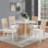 Butterfly Mid-Century Dining Table with Natural Cane Base and Solid Rubber Wood Frame for Elegance