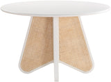 Butterfly Mid-Century Dining Table with Natural Cane Base and Solid Rubber Wood Frame for Elegance