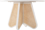 Butterfly Mid-Century Dining Table with Natural Cane Base and Solid Rubber Wood Frame for Elegance