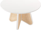 Butterfly Mid-Century Dining Table with Natural Cane Base and Solid Rubber Wood Frame for Elegance