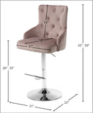 Claude Contemporary Adjustable Stool with Plush Velvet, Chrome Trim, and Deep Tufted Design for Comfort