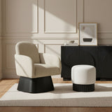 Marlowe - Linen Textured Fabric Upholstered Swivel Accent Chair - Stained Black