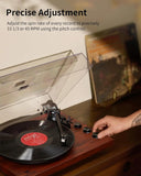 Angels Horn AH1 Wooden Turntable Bluetooth Vinyl Player with Speed Adjustment Knob