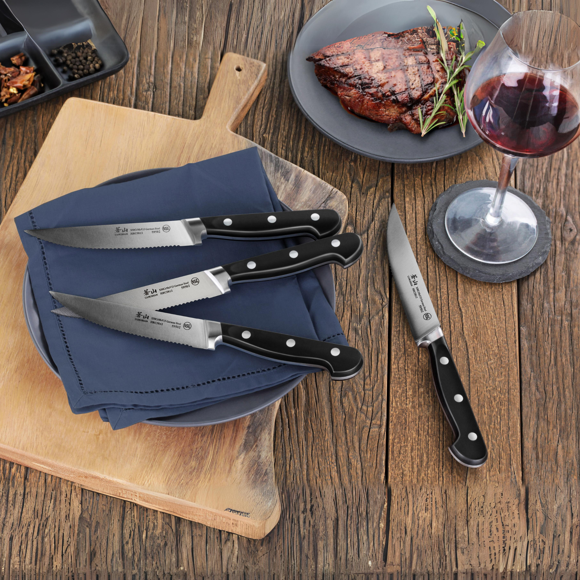 V2 Series 4-Piece 5-Inch Steak Knife Set, Forged German Steel, 1020373