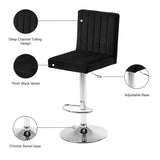 Joel Velvet Adjustable Stool Set of 2 - Luxurious Comfort with Chrome Base for Modern Spaces