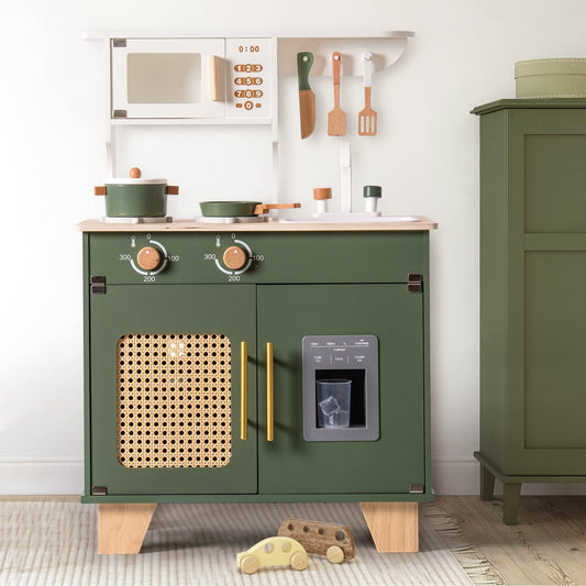 ROBUD Wooden Kids Play Kitchen Set - Vintage Green