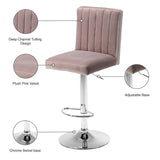 Joel Velvet Adjustable Stool Set of 2 - Luxurious Comfort with Chrome Base for Modern Spaces