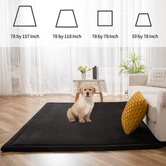 MAXYOYO Baby Play Mat, Coral Velvet Area Rug Thick Japanese Tatami Mat with Non-Slip Backing, Black